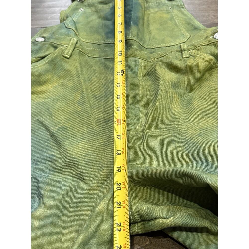Skoozi Womens Tie Dye Green Blue Pockets Belt Loops Overalls Shorts Size L LARGE - Picture 7 of 8